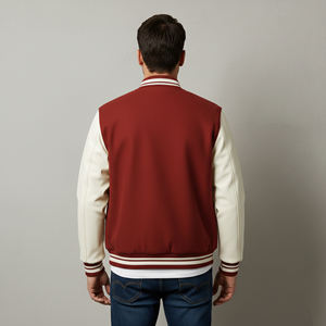 Chaqueta de invierno de dos tonos 100% lana de alta calidad, recién llegada, para hombre, con logo impreso DTF personalizado, chaqueta varsity con forro de lana para hombre - Product Image 2
