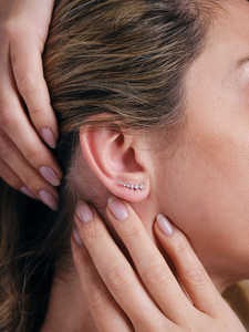 Pendientes de Diamantes Redondos Cultivados en Laboratorio, Color DEF, Claridad VS VVS, Oro Puro de 14K, Regalo de Aniversario para Mujer, Uso Diario - Product Image 2