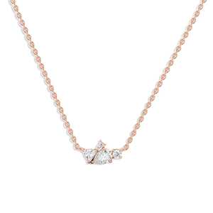 Elegant Cluster Pendant <b>Necklaces</b> 14K 18K <b>Solid</b> Gold Lab Grown Diamond Pear Round Cut Jewelry Prong Set Cable Chains Wholesale - Product Image 6