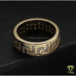Bague en argent sterling 925 de qualité supérieure avec diamant cultivé en laboratoire, motif clé grecque, pour les marques de bijoux et les détaillants - Product Image 3
