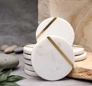 White Marble Eco-Friendly Modern Round <b>Waterproof</b> Anti-Slip Coaster Cup Pad for Home Bar Hotels - Product Image 4