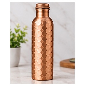 <b>Copper</b> <b>Water</b> <b>Bottle</b> With Honeycomb Texture Portable Travel Use - Product Image 1