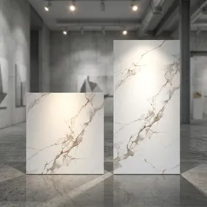 Carreaux de sol en porcelaine polie Statuario à surface brillante 600x1200, épaisseur 9mm, antibactériens, résistants aux taches, pour chambre et couloir - Product Image 3