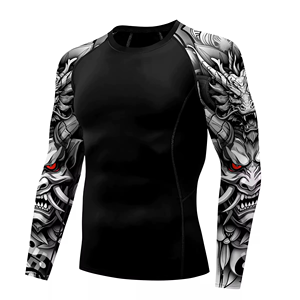<b>Custom</b> Sublimation Wholesale Men Rash Guard Long Sleeve <b>Compression</b> Fitness <b>Shirt</b> Quick Dry Breathable Sportswear Supplier - Product Image 3