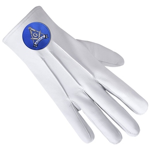 ถุงมือหนังแท้มาสเตอร์เมสันบลูลอดจ์ พร้อมแผ่นปักลายวงกลมสีน้ำเงิน - Product Image 4