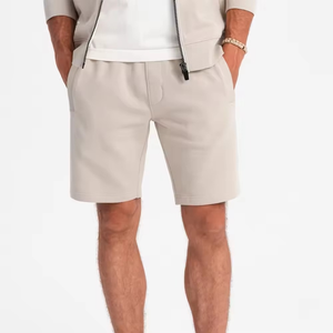 <b>Men</b> Hooded Sweatshirt With Shorts Set Solid Color Full Sleeve Zipper Closure Casual Wear Breathable Regular Fit Summer - Product Image 4