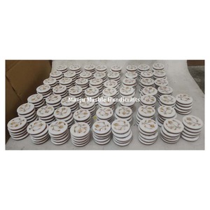 Best Indian Supplier Of Natural Gold Color Gemstone Sea Shell Inlaid Work Decorative White Marble Mirrors For <b>Ramadan</b> - Product Image 4