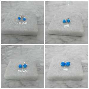 Blue Opal Earrings Sterling <b>Silver</b> Sparkly Round Opal Earrings October Birthstone Jewelry Affordable Gift - Product Image 4