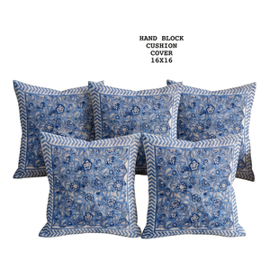 Hand Block Printed Pure Cotton Cushion <b>Covers</b> Handmade Indian Home Decor Pillow <b>Covers</b> <b>for</b> <b>Sofa</b> Bed Living Room - Product Image 1