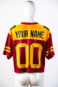 Camiseta de Fútbol de Alta Calidad con Hombros Caídos, Malla Transpirable, Estampado por Transferencia Térmica, Manga Corta, Corte Cuadrado, Estilo Americano para Fútbol y Rugby - Product Image 5