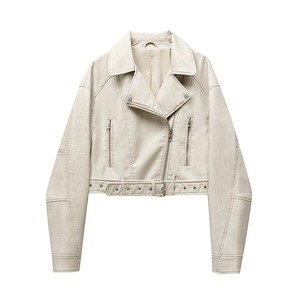 Veste en cuir PU noir pour homme, col rabattu, fermeture boutonnée, coupe ajustée décontractée, longueur standard, couleur unie, collection automne 2026 - Product Image 3
