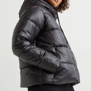 Lightweight Cotton Knitted Breathable Women's Winter Puffer Jacket with Custom <b>Stand</b> Collar and Customizable Options Hooded - Product Image 3