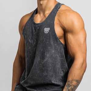Men's Gym Fitness Stringer <b>Top</b> Spandex/Polyester Quick Dry <b>Racer</b>-Back Anti-UV Breathable Eco-Friendly Lightweight Tank <b>Top</b> - Product Image 2