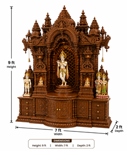 Divine Design Traditional Hindu Shrine <b>Mandir</b> Home Hand-Carved Teak Wood Premium Krishna Prayer Cabinet - Product Image 2