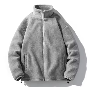 Wholesale Solid Color High Quality <b>Sherpa</b> Polar <b>Jacket</b> Zip up <b>Jacket</b> Custom LOGO Pullover Fleece <b>Jacket</b> Winter Coat <b>for</b> <b>Men</b> - Product Image 4
