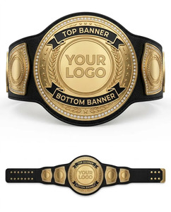 Ceinture de championnat de lutte et de boxe personnalisée en cuir doré avec plaques latérales ornées de pierres, ceinture de championnat personnalisée, sur mesure - Product Image 1