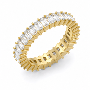 แหวนแต่งงานเพชรทรงเหลี่ยมมรกตแบบเต็มวง คลาสสิก ทองคำขาว 14K ได้รับการรับรองจาก IGI  โรเดียมเคลือบ เพชรเพาะเลี้ยงในห้องปฏิบัติการ  งานสั่งทำพิเศษ OEM - Product Image 1