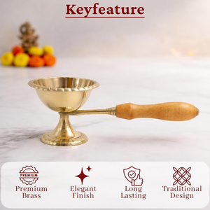 Quemador de Incienso Decorativo de Latón Puro Moderno con Acabado Dorado y Mango de Madera, el Más Vendido para Decoración del Hogar y Oficina - Product Image 4