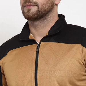 Ensemble de survêtement pour homme, couleur or et noir, blocs de couleur, manches longues, cordon de serrage, style sportif, poches latérales, coupe régulière, vêtements d'hiver, 100% nylon - Product Image 6