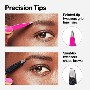 Kit de Pinzas para Cejas con Tijeras Reutilizables, Diseño Sostenible Personalizado para Recortar Cejas, Punta Inclinada de Precisión, Acero Inoxidable - Product Image 5