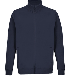 <b>Men's</b> <b>Navy</b> Blue Zip-Up <b>Fleece</b> Sweatshirt Regular Fit Stand Collar Casual Autumn Wear - Product Image 3