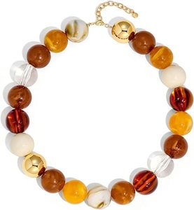 Necklaces for Women 20MM <b>Large</b> Oversized Resin <b>Beaded</b> Necklace Bold Statement Chunky Choker Necklace Boho Summer Jewelry - Product Image 1