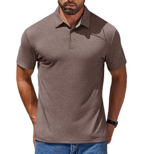 Camisetas polo transpirables de manga corta, talla grande, 100% algodón, con logotipo bordado personalizado, uniformes de negocios para hombre, color sólido. - Product Image 1