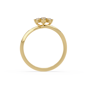 เครื่องประดับแฟชั่นชั้นดี ทองคำแท้ 14K เพชรทรงกลมเจียระไนแบบบริลเลียนท์ เพชรเลี้ยงในห้องปฏิบัติการ แหวนลายคลื่นสองแถวแบบไขว้ สำหรับเป็นของขวัญสำหรับผู้หญิง - Product Image 3