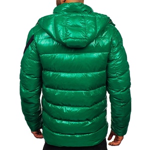 <b>Men's</b> <b>Green</b> Hooded Puffer <b>Jacket</b> Polyester Wadding Filled <b>Waterproof</b> Windproof Casual Winter Coat Regular Fit Zipper Closure - Product Image 2