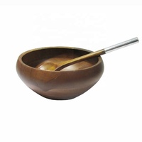 Ensemble de saladier et cuillère en bois de manguier moderne et écologique |   Vaisselle durable polie à la main pour les réceptions et le camping