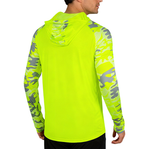 เสื้อเชิ้ตตกปลาแขนยาวมีฮู้ดสีเขียวนีออนสำหรับผู้ชาย ผ้าซับเหงื่อ แห้งเร็ว ป้องกันรังสียูวี เหมาะสำหรับกิจกรรมกลางแจ้ง - Product Image 4