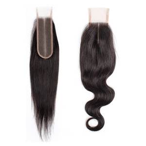 Indian Virgin Remy Hair Closure Machine Double Weft Silky Straight & <b>Body</b> <b>Wave</b> Double Drawn Permable Extensions - Product Image 2