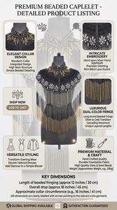 Capa de Hombro con Flecos y Cuentas Hechas a Mano de Lujo para Mujer, para Vestido de Noche, Boda, Fiesta, Accesorio de Moda - Product Image 6