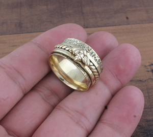 Wholesale 925 Sterling Silver Bee <b>Spinner</b> <b>Ring</b> Gold Plated Honey Bee Fidget <b>Ring</b> Anxiety Relief Meditation Spinning Band - Product Image 6