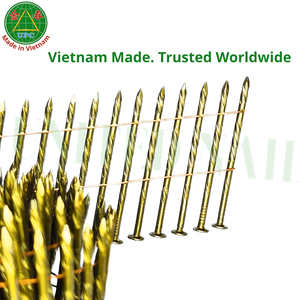 2.5x50 mm Industrial Coil <b>Nails</b> Smooth/Screw Shank Checkered Head Zinc Yellow-Chromate Plated Steel for Pallet Making Vietnam's - Product Image 2