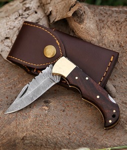 Cuchillo Plegable de Bolsillo de Acero de Damasco de Grado Industrial BA Enterprises, Longitud Personalizable, 1 Año de Garantía - Regalo para Bodas - Product Image 1