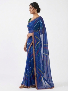 Sari de Fiesta para Mujer, Hecho a Mano en India y Pakistán, con Bordado Floral, Mangas Abullonadas, Cuello en V, Alta Calidad, Precio al por Mayor, 2022 - Product Image 3
