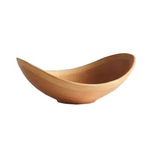 Bol à salade en bois d'acacia massif, bord sculpté en ligne verticale, rond, pour aliments et fruits, vente en gros, vaisselle personnalisée pour hôtels - Product Image 6