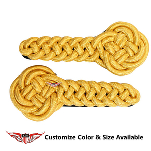 KEW Yellow Black <b>Braided</b> Epaulettes Mylar Thread Vintage Customizable Luxury Durable <b>Accessory</b> - Product Image 2