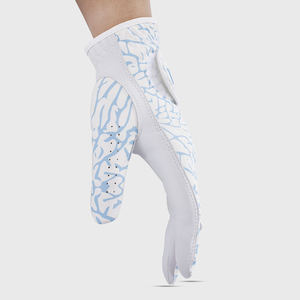 Gants de golf unisexes respirants en cuir véritable blancs avec fermeture auto-agrippante - Product Image 3