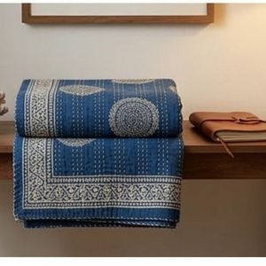 Boho Cotton Sanganer Kantha Queen Size <b>Throw</b> Hand Block Printed <b>Large</b> Width Handmade Indian Quilt Bedroom Home Textile Wholesale - Product Image 6