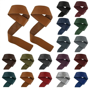 Sangles de musculation en cuir véritable, vente en gros, soutien confortable du poignet pour les soulevés de terre, entraînement de force, sangles de gym - Product Image 1
