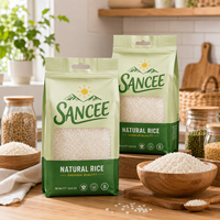 Sacs de stockage alimentaire personnalisés avec logo, recyclables, en BOPP/PE, thermoscellables, à soufflets latéraux, de qualité alimentaire, pour l'emballage du riz, du sucre, de la farine, des graines et des céréales (1 kg-50 kg)