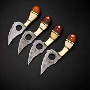 Cuchillo de Caza de Acero de Damasco Hecho a Mano con Mango de Madera, Hoja Fija, Cuchillo para Acampar al Aire Libre, Fabricante OEM Personalizado - Product Image 2
