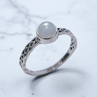 Bague de mariage élégante pour femme en argent sterling 925 avec labradorite et quartz, design ajouré à maillons entrelacés