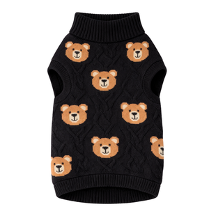 Pull tricoté pour chien motif ours en peluche cassé, noir, chaud, hiver, doux, confortable - Product Image 4