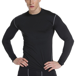 Men's <b>Black</b> <b>Long</b> <b>Sleeve</b> Compression Shirt Quick Dry Polyester Base Layer <b>Top</b> for <b>Gym</b> Training and Sports - Product Image 1
