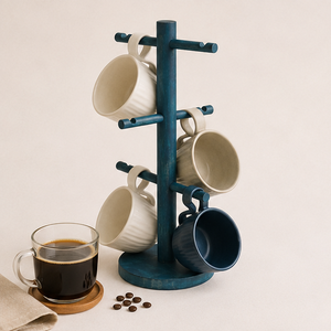 Modern Wooden Mug <b>Rack</b> Tree Heavy Duty Countertop Coffee Bar Station Organizer & Tea Cup <b>Drying</b> Stand for Home And Cafe Decor - Product Image 4