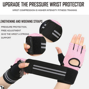 Gants de musculation unisexes en cuir/néoprène à demi-doigts, respirants, imperméables, avec longue sangle de poignet, équipement de fitness pour la gym, vente en gros - Product Image 4
