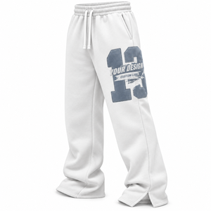 Pantalones Deportivos Unisex de Pierna Ancha en Color Rosa Coral, de Felpa Gruesa, con Cordón Ajustable en la Cintura Elástica, Transpirables, con Parche de Letras y Números, Estilo Urbano - Product Image 1
